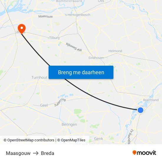 Maasgouw to Breda map