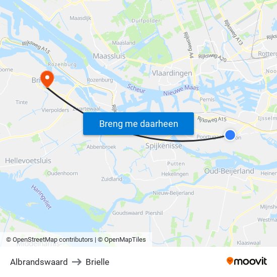 Albrandswaard to Brielle map