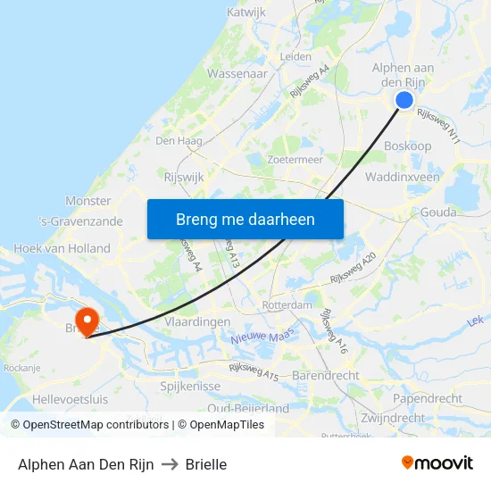 Alphen Aan Den Rijn to Brielle map