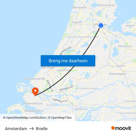 Amsterdam to Brielle map