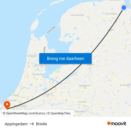 Appingedam to Brielle map