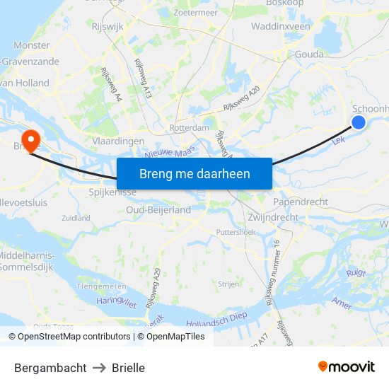 Bergambacht to Brielle map