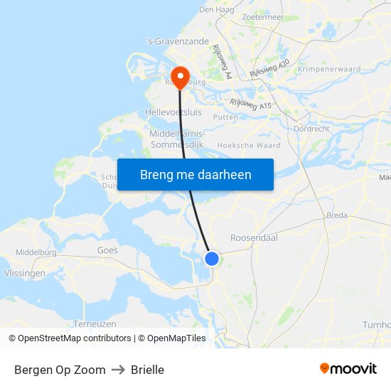 Bergen Op Zoom to Brielle map