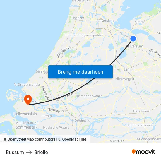 Bussum to Brielle map
