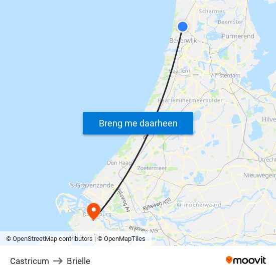 Castricum to Brielle map