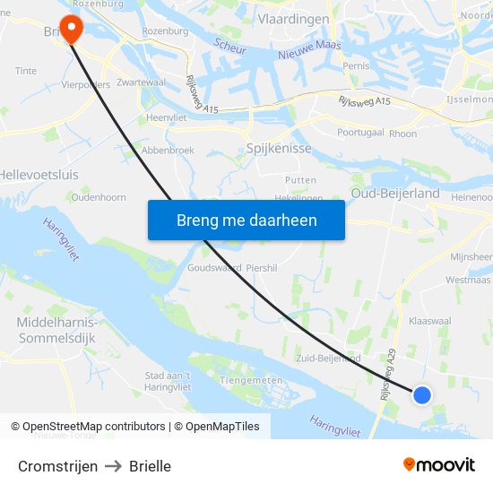 Cromstrijen to Brielle map