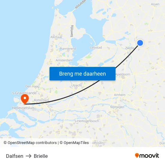 Dalfsen to Brielle map