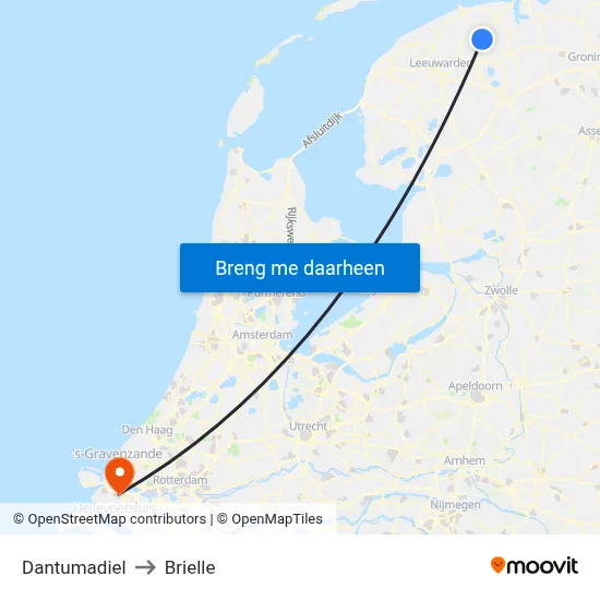 Dantumadiel to Brielle map