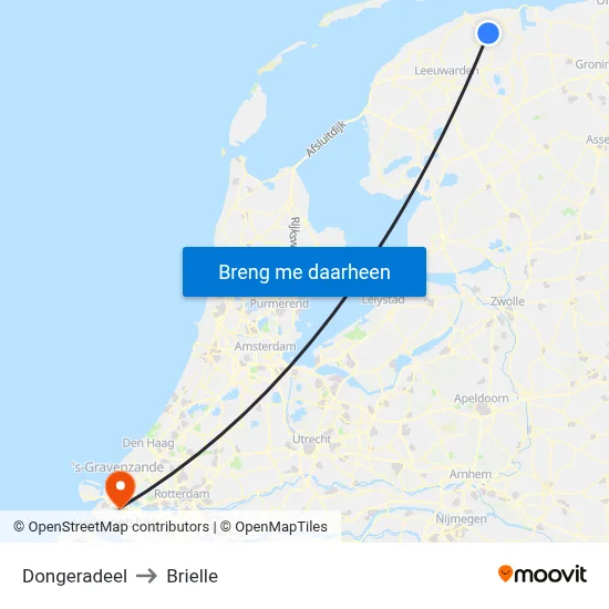 Dongeradeel to Brielle map