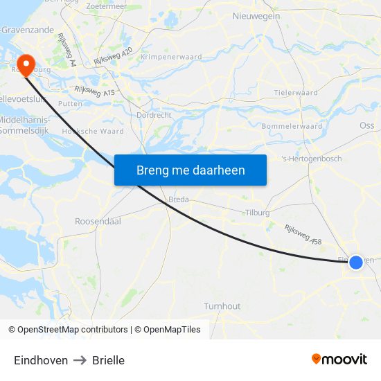 Eindhoven to Brielle map