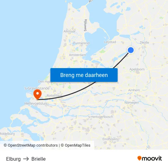 Elburg to Brielle map