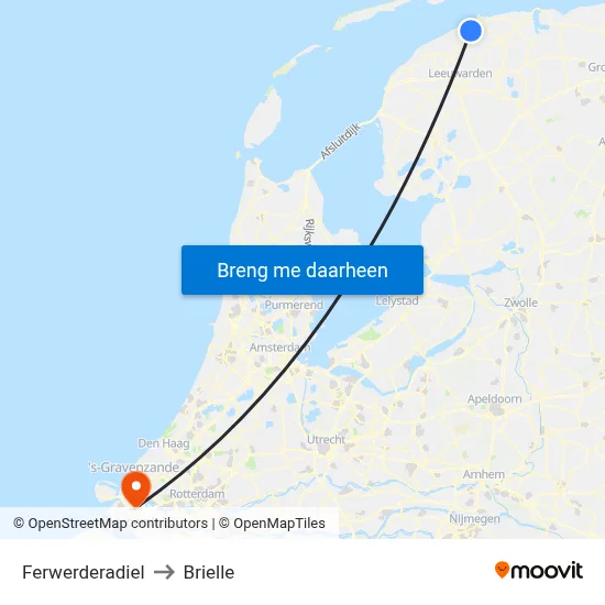 Ferwerderadiel to Brielle map