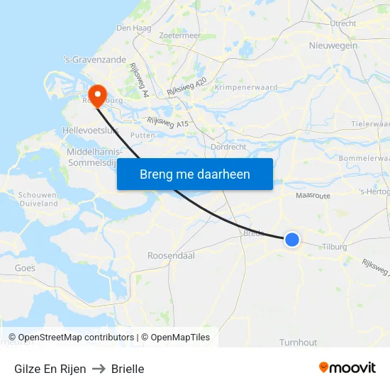 Gilze En Rijen to Brielle map