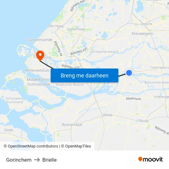 Gorinchem to Brielle map