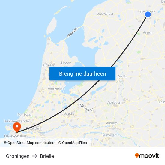 Groningen to Brielle map