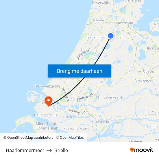 Haarlemmermeer to Brielle map