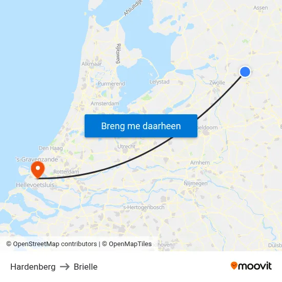 Hardenberg to Brielle map
