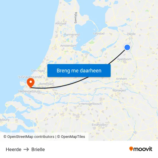 Heerde to Brielle map