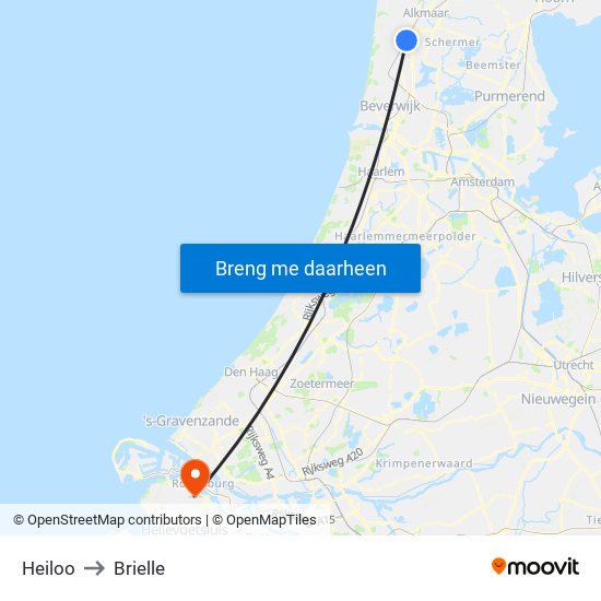 Heiloo to Brielle map