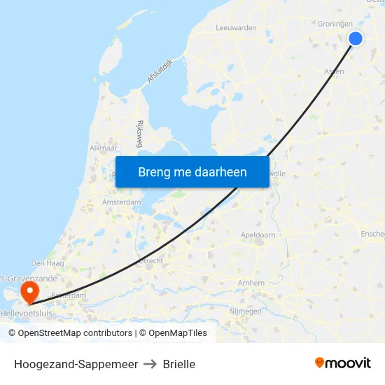 Hoogezand-Sappemeer to Brielle map