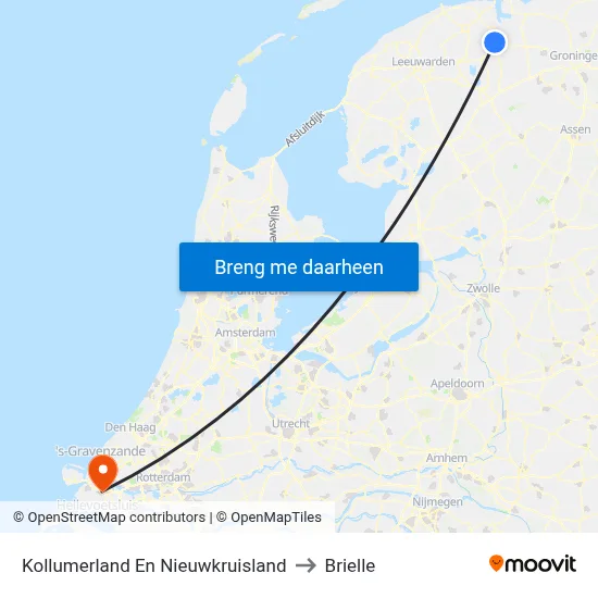 Kollumerland En Nieuwkruisland to Brielle map