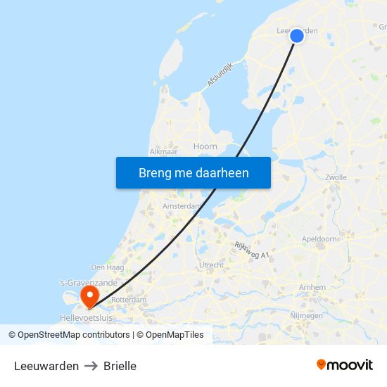 Leeuwarden to Brielle map