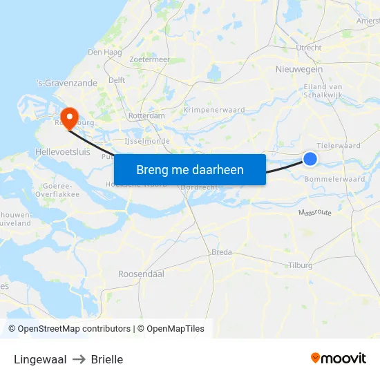 Lingewaal to Brielle map