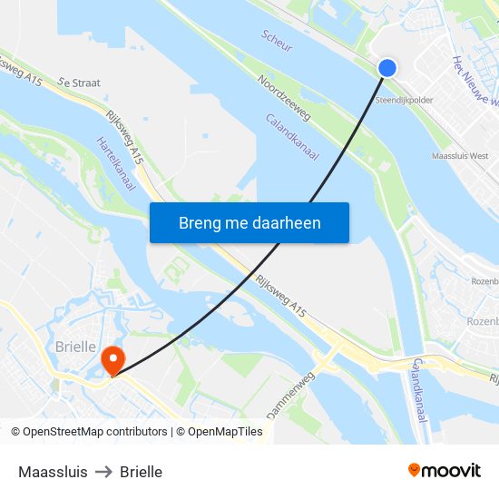 Maassluis to Brielle map