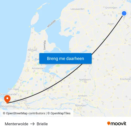 Menterwolde to Brielle map