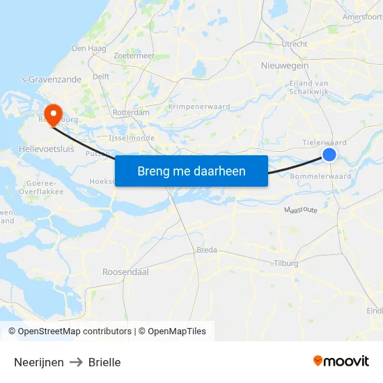 Neerijnen to Brielle map