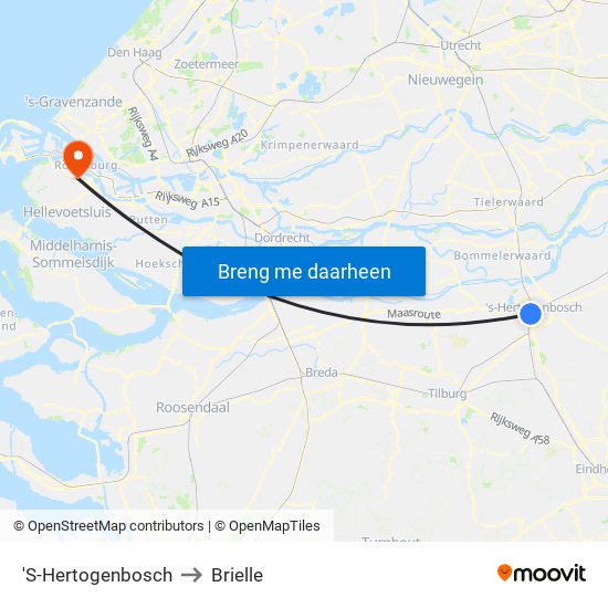 'S-Hertogenbosch to Brielle map