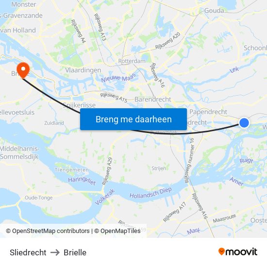 Sliedrecht to Brielle map