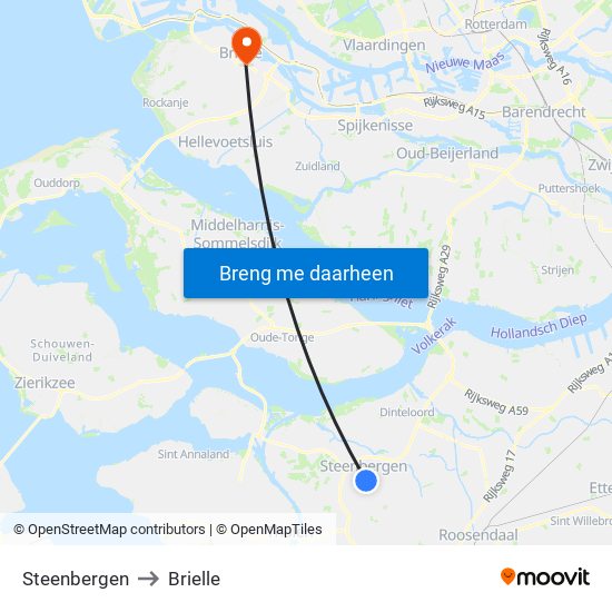 Steenbergen to Brielle map