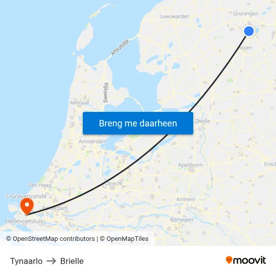 Tynaarlo to Brielle map