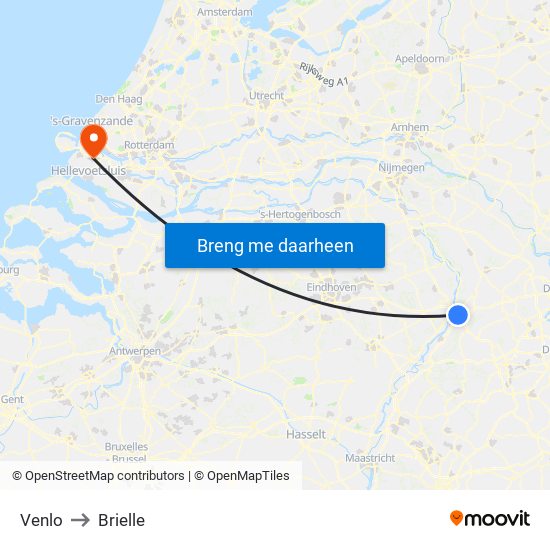 Venlo to Brielle map