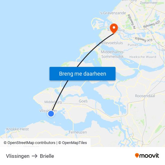 Vlissingen to Brielle map