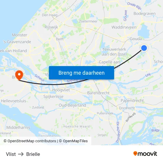 Vlist to Brielle map
