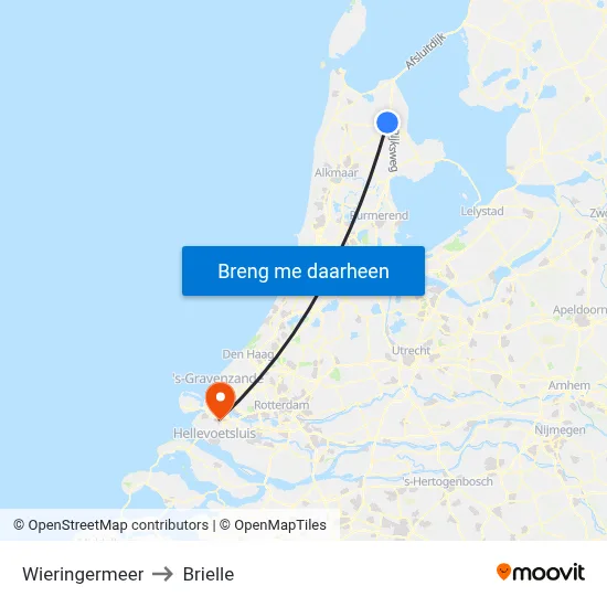 Wieringermeer to Brielle map