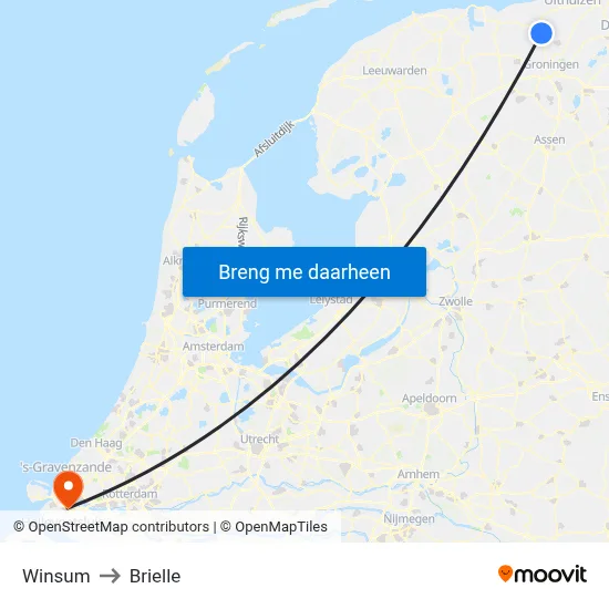 Winsum to Brielle map