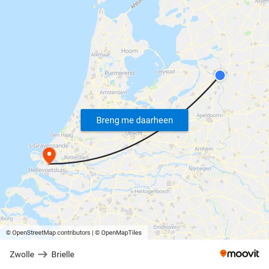 Zwolle to Brielle map