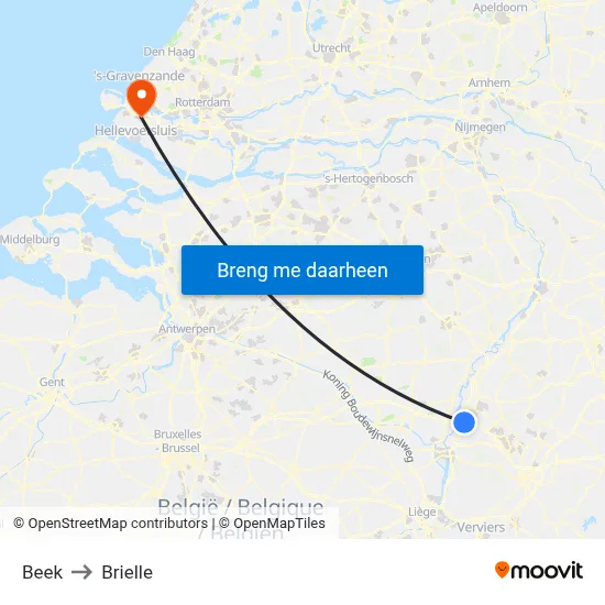 Beek to Brielle map