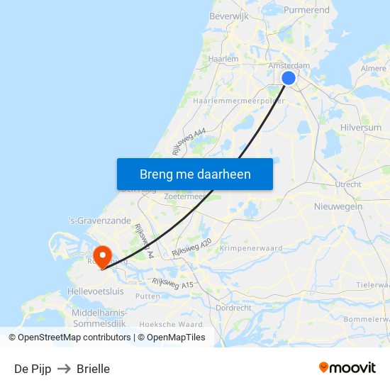De Pijp to Brielle map