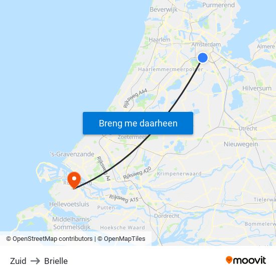 Zuid to Brielle map
