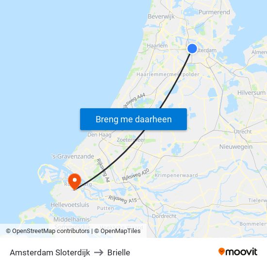 Amsterdam Sloterdijk to Brielle map