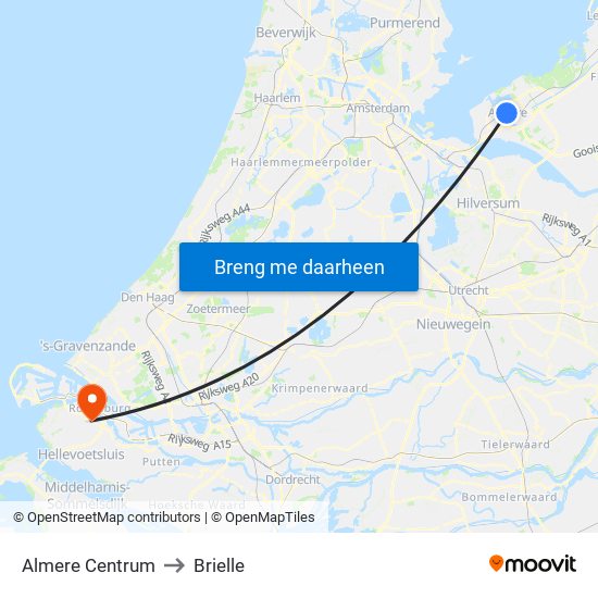 Almere Centrum to Brielle map