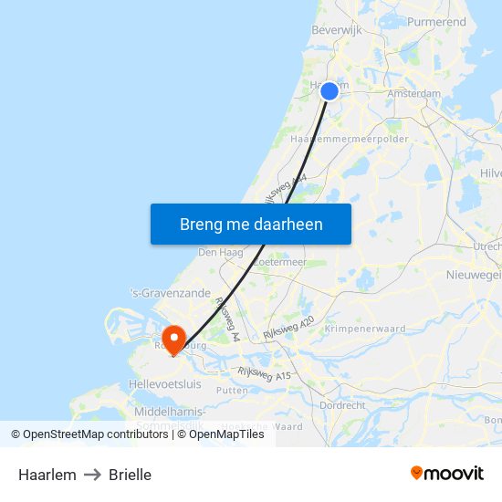 Haarlem to Brielle map