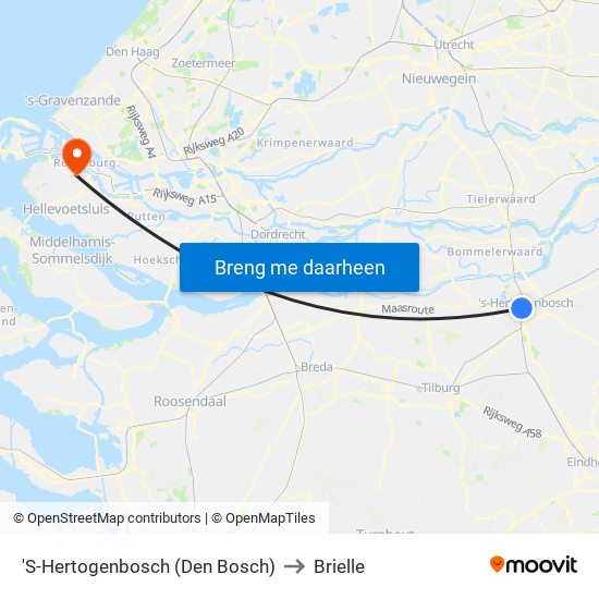 'S-Hertogenbosch (Den Bosch) to Brielle map