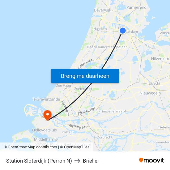 Station Sloterdijk (Perron N) to Brielle map