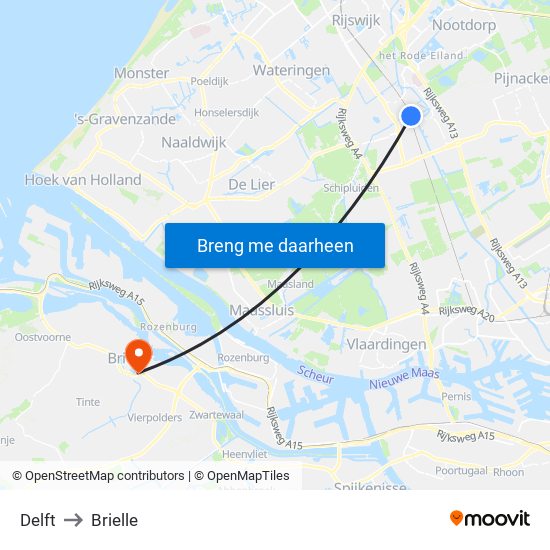 Delft to Brielle map