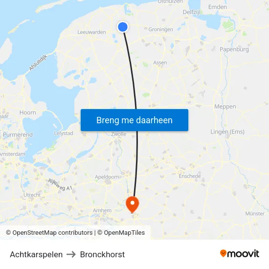 Achtkarspelen to Bronckhorst map